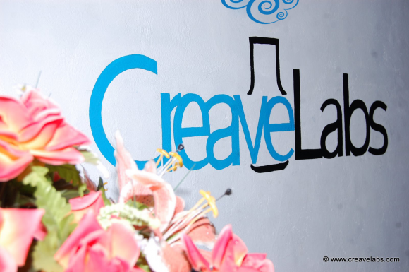 CreaveLabs logo placed on the office wall.