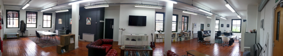 Our office is spilt into 4 sections, a photography studio, meeting area, break area and the work stations. It's a large office which takes up a full floor of a beautiful building in the Lace Market in Nottingham and it creates a brilliant work environment. 